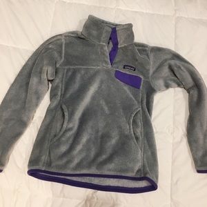 Patagonia Women’s: Grey and Purple Fleece; SMALL